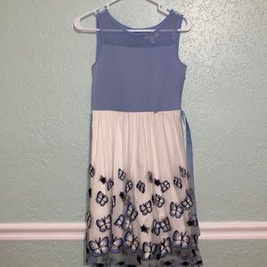 Size 12 blue and white butterfly dress $12